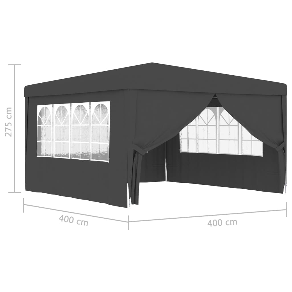 Професионална парти шатра със стени 4х4 м антрацит 90 г/кв.м.