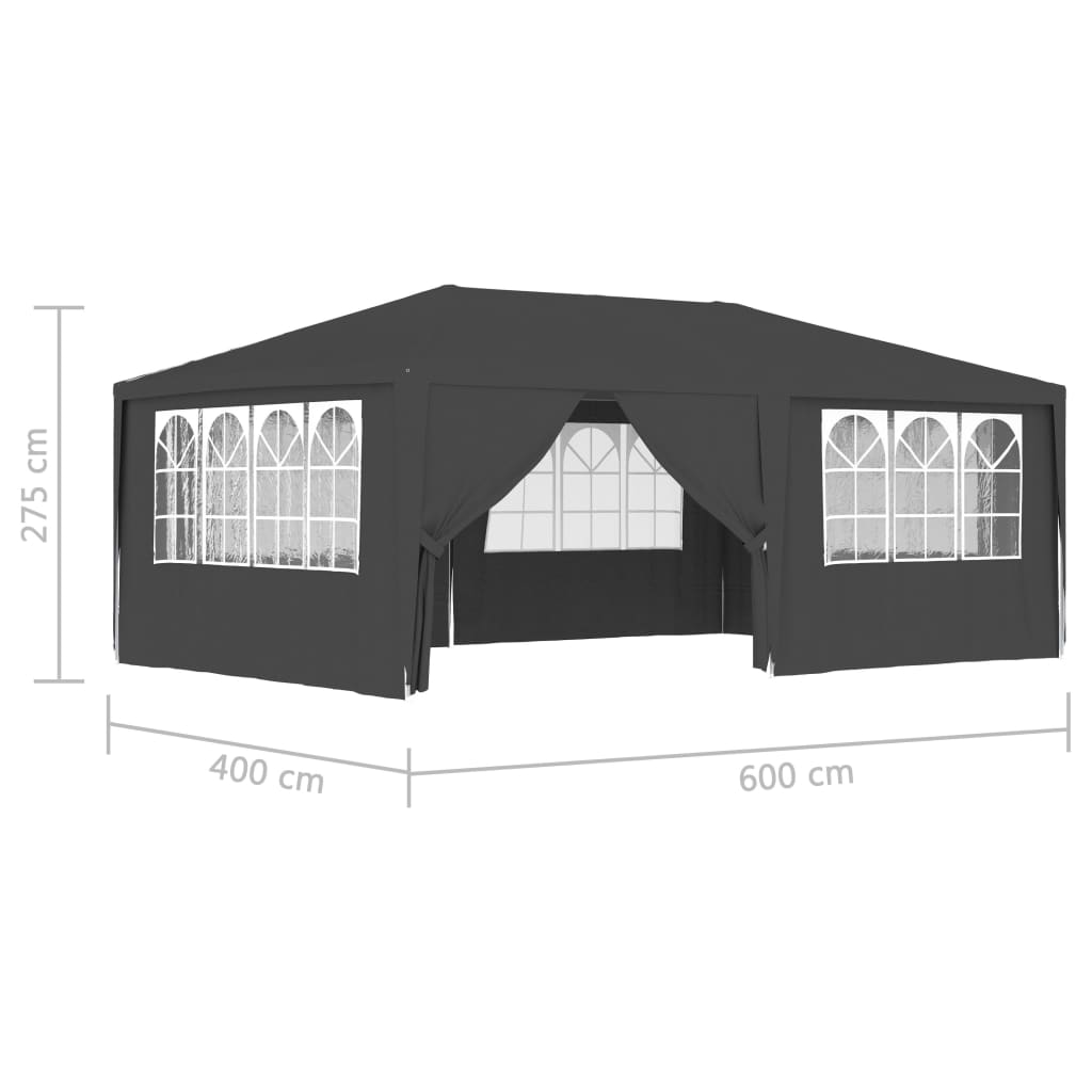 Професионална парти шатра със стени 4х6 м антрацит 90 г/кв.м.