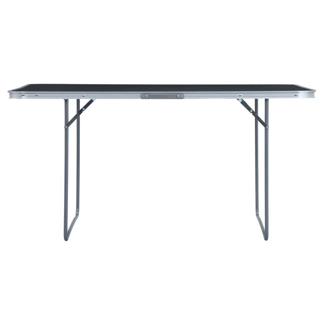 Сгъваема къмпинг маса, сива, алуминий, 180x60 см