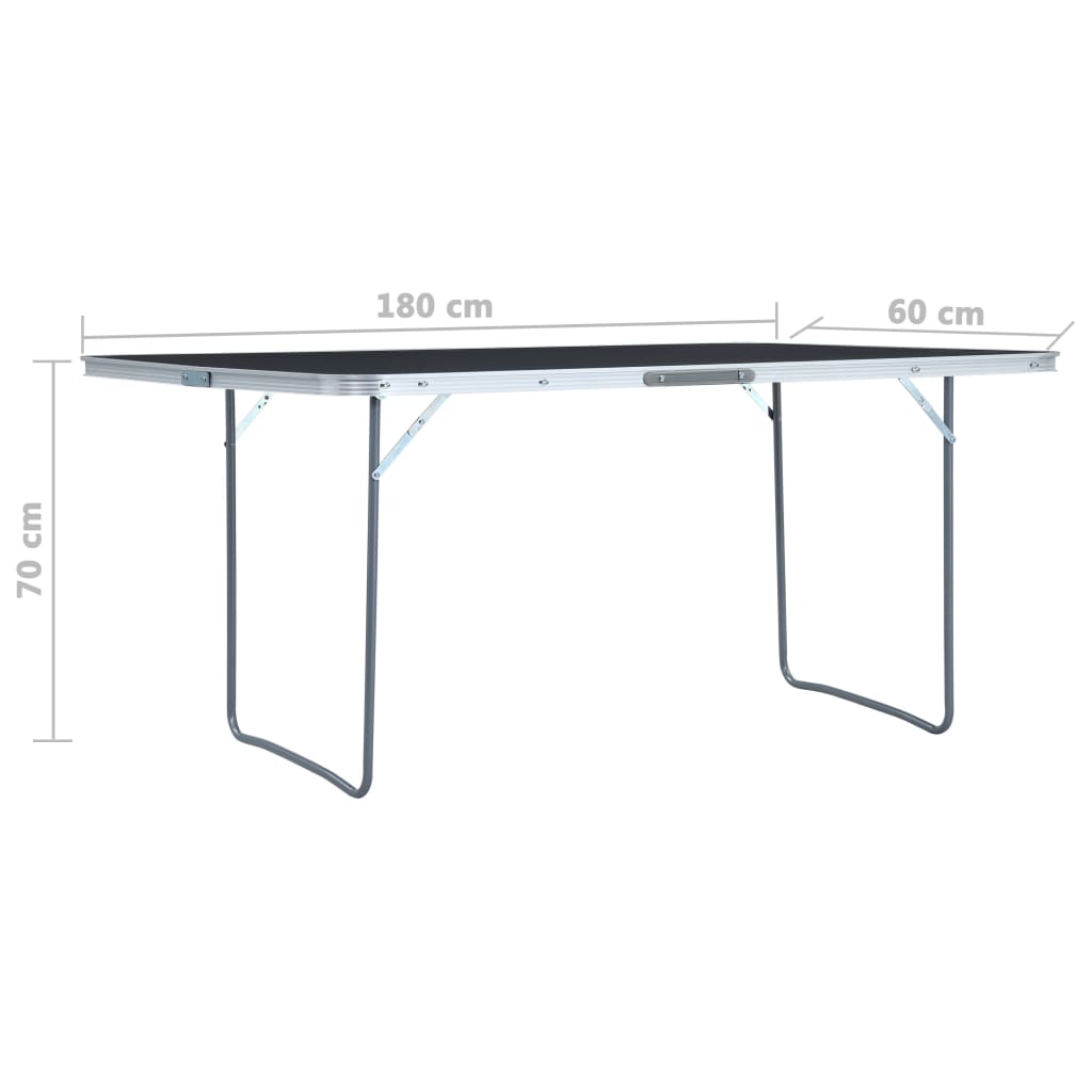 Сгъваема къмпинг маса, сива, алуминий, 180x60 см