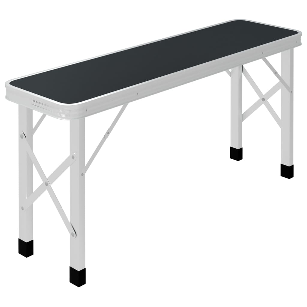 Сгъваема къмпинг маса с 2 пейки, алуминий, сива