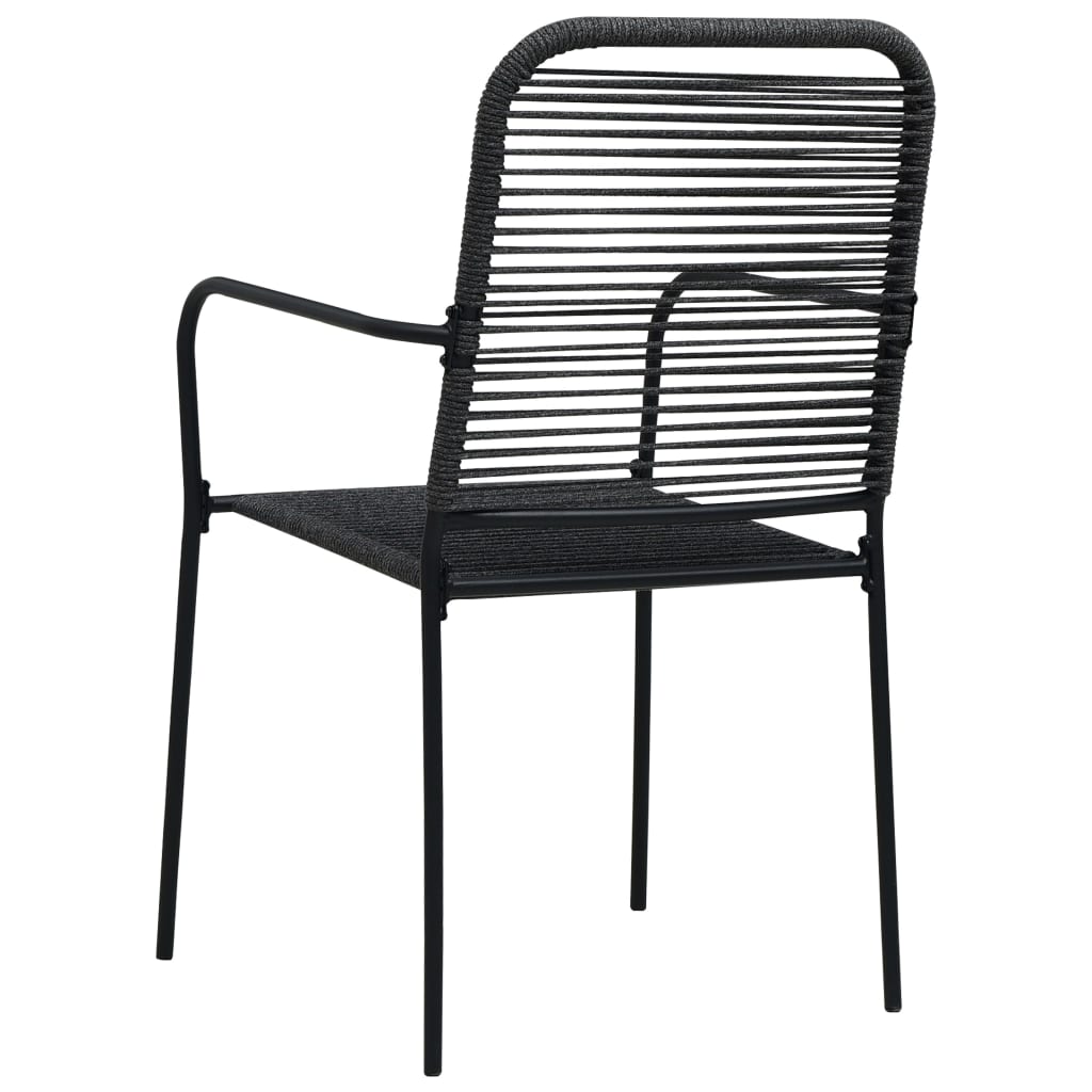 Градински столове, 2 бр, памучно въже и стомана, черни