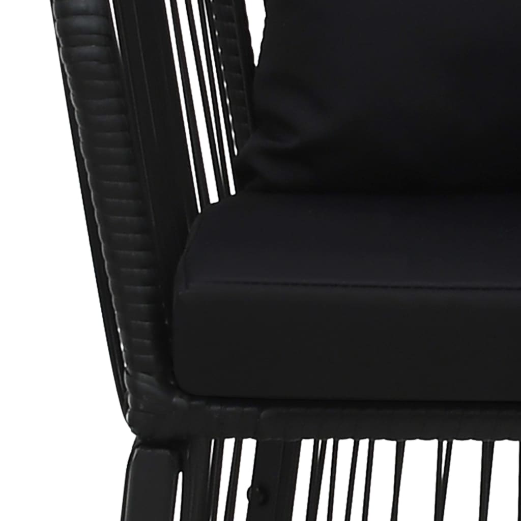 Градински столове с възглавници, 2 бр, PVC ратан, черни