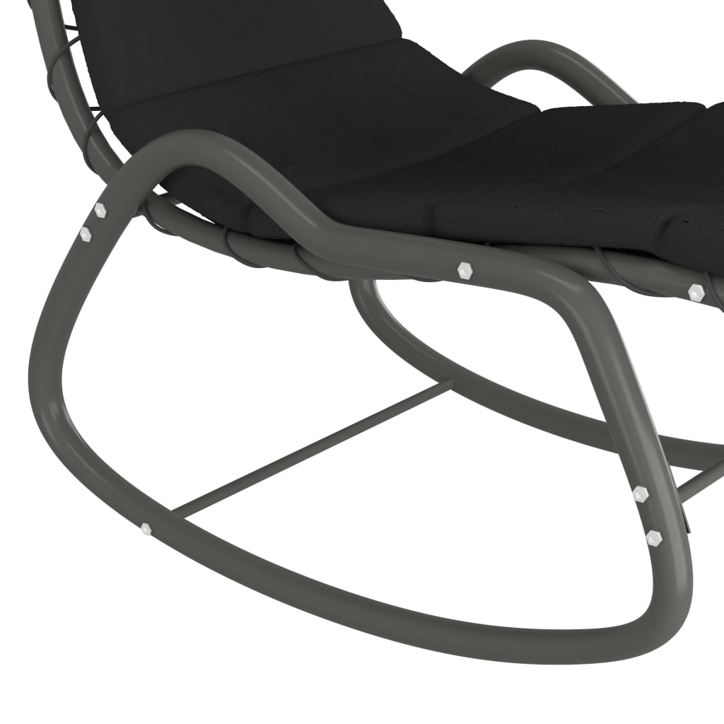 Градински люлеещ се стол, черен, 160x80x195 см, текстил 