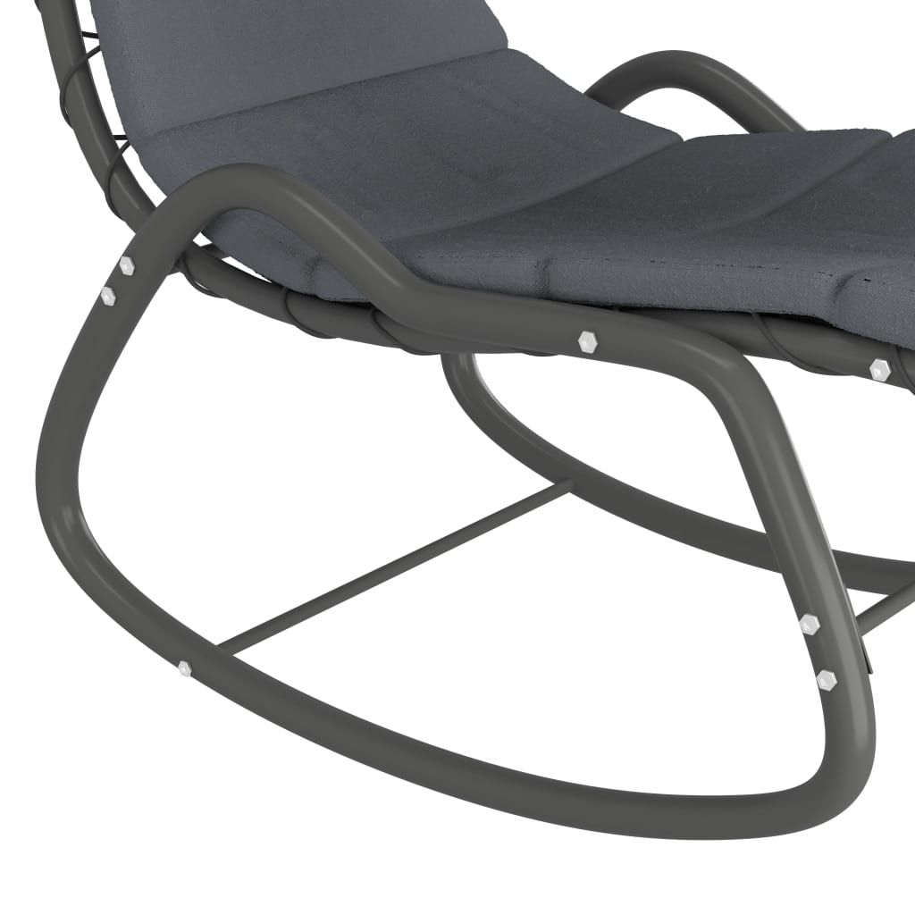 Градински люлеещ се стол, сив, 160x80x195 см, текстил 