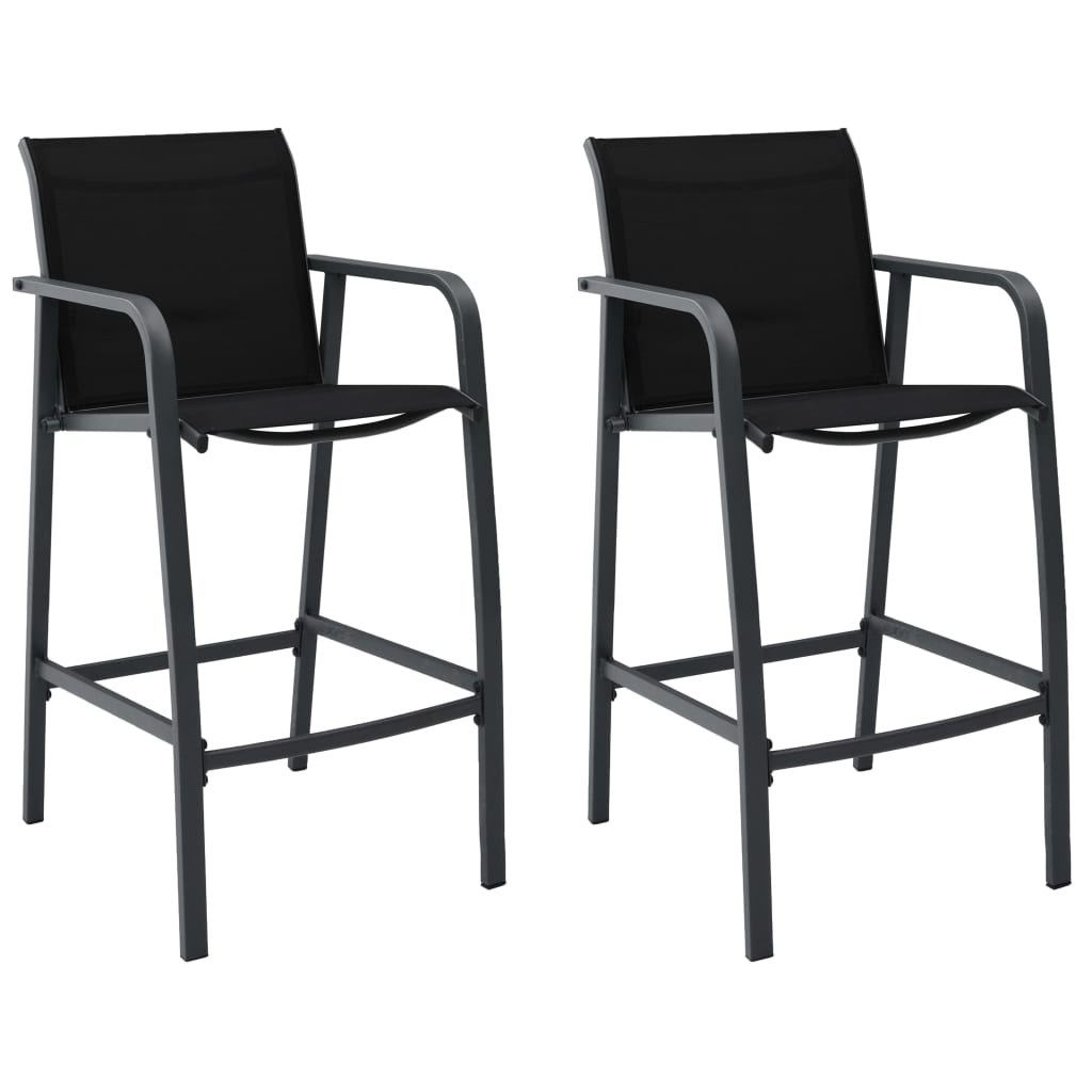 Градински бар столове, 2 бр, черни, textilene