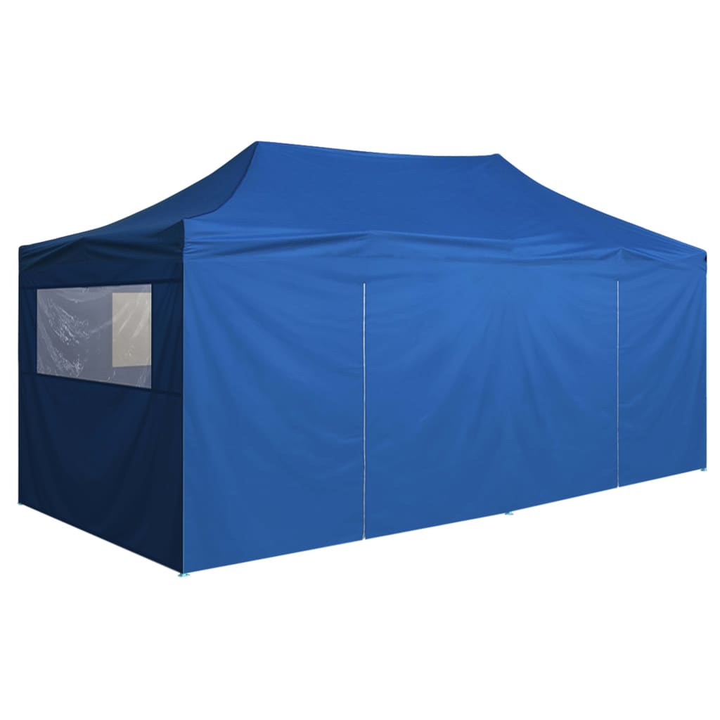 Сгъваема парти шатра с 4 странични стени 3х6 м стомана синя