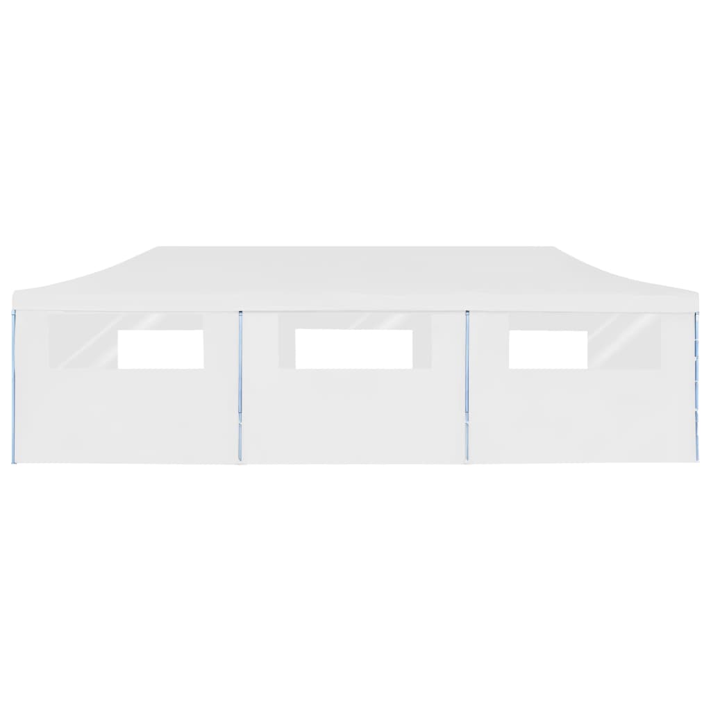 Сгъваема шатра с 8 странични стени, 3x9 м, бяла