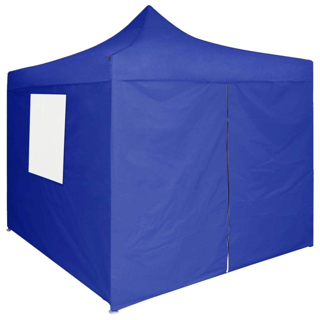 Сгъваема парти шатра с 4 странични стени 2x2 м стомана синя