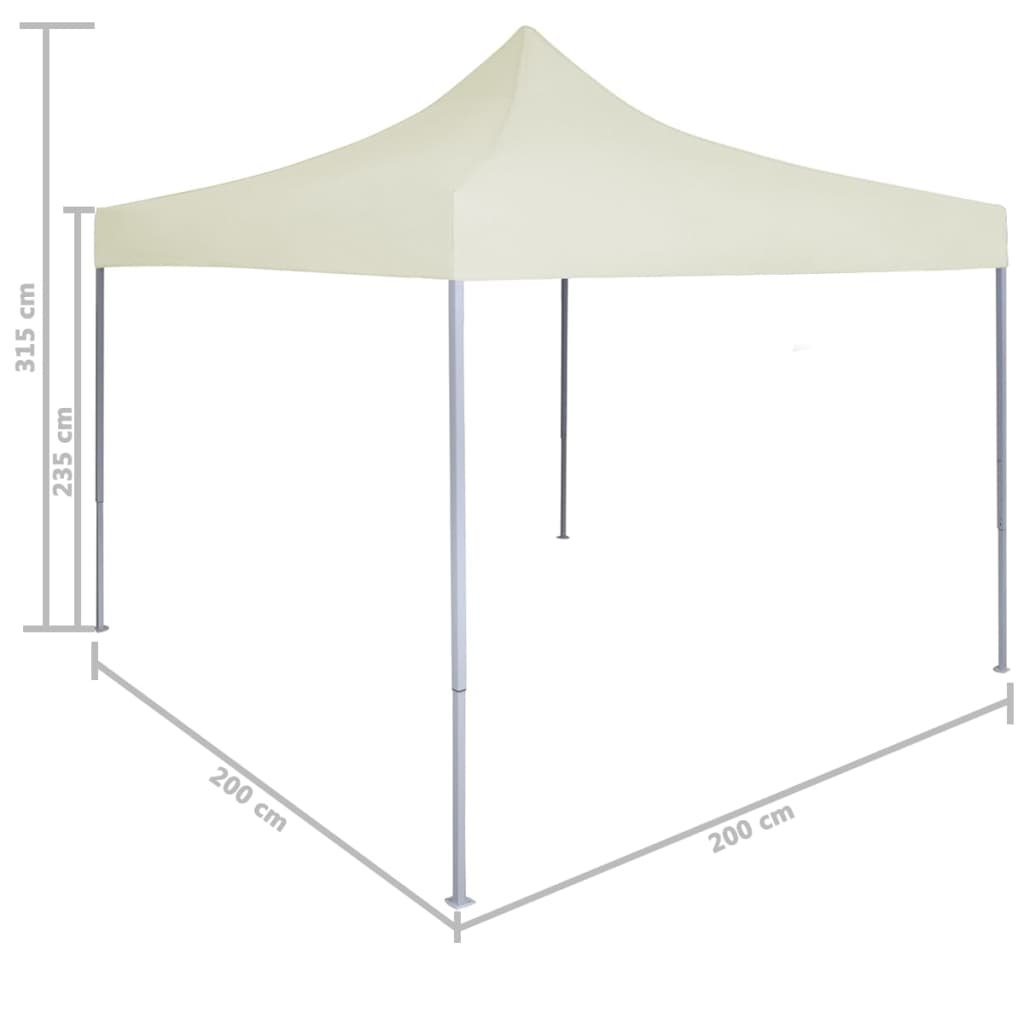 Професионална сгъваема парти шатра, 2x2 м, стомана, кремава