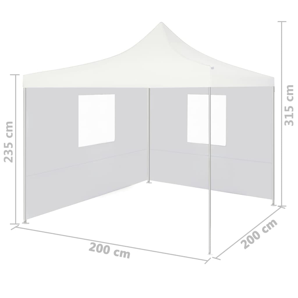 Сгъваема парти шатра с 2 странични стени 2x2 м стомана бяла