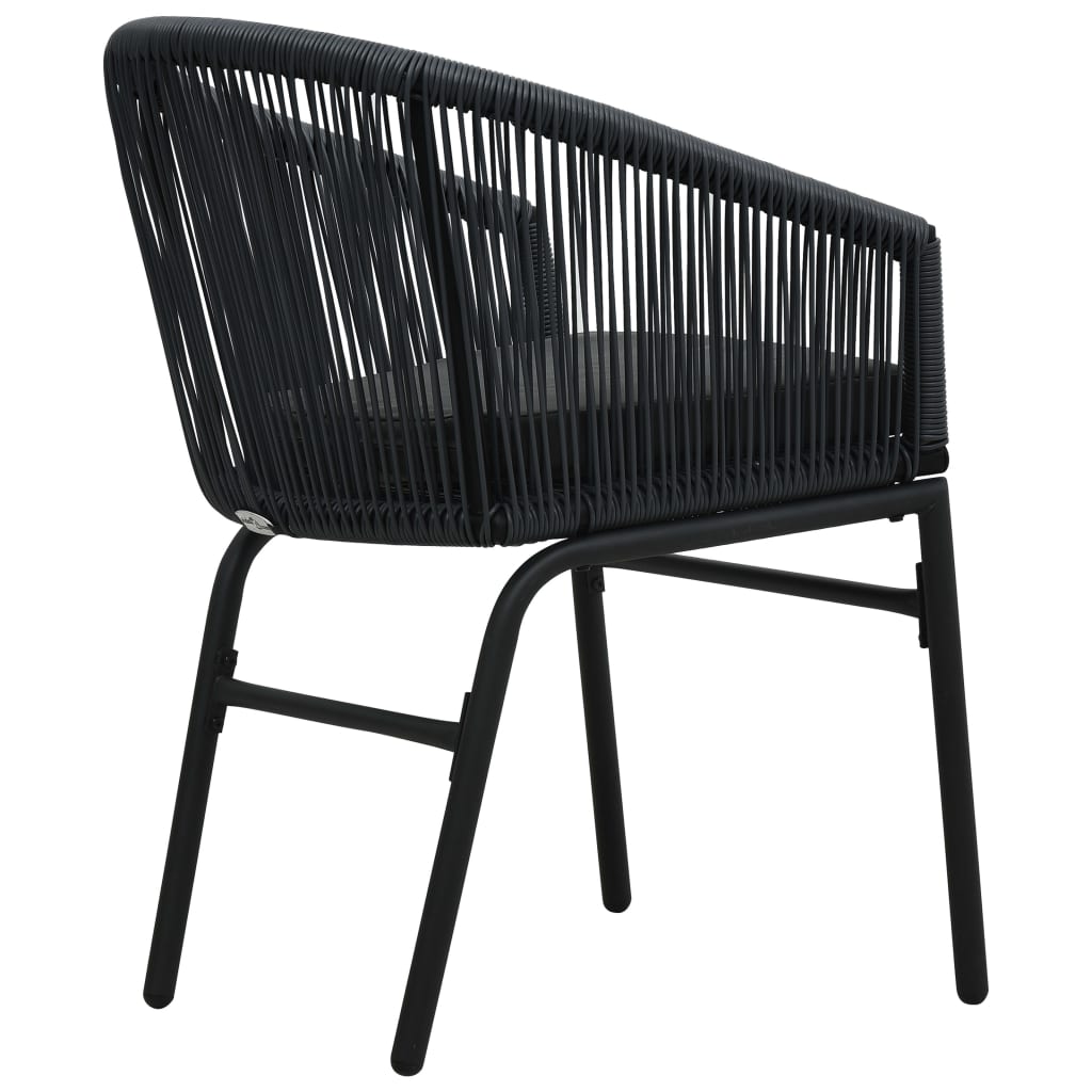 Градински столове, 2 бр, черни, PE ратан