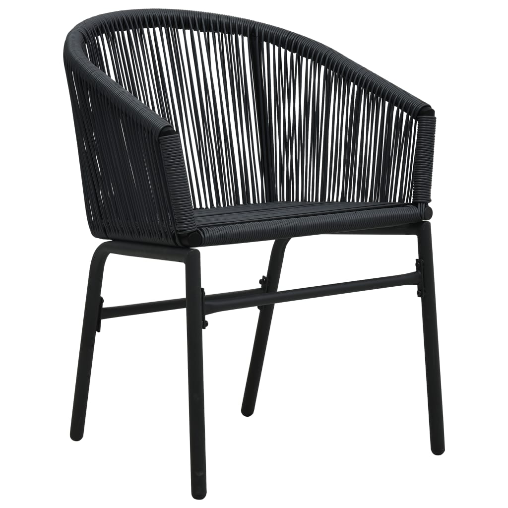 Градински столове, 2 бр, черни, PE ратан