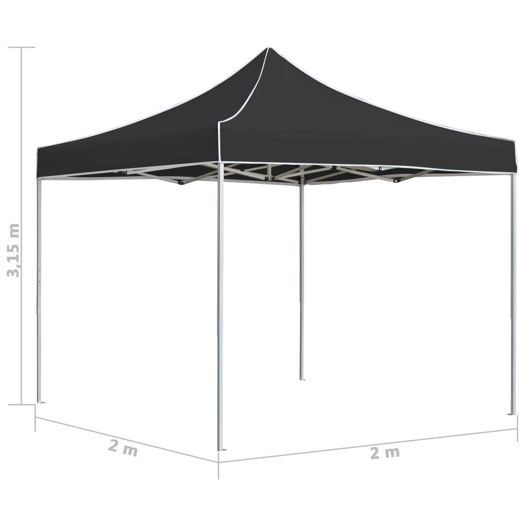 Професионална сгъваема парти шатра, алуминий, 2x2 м, антрацит