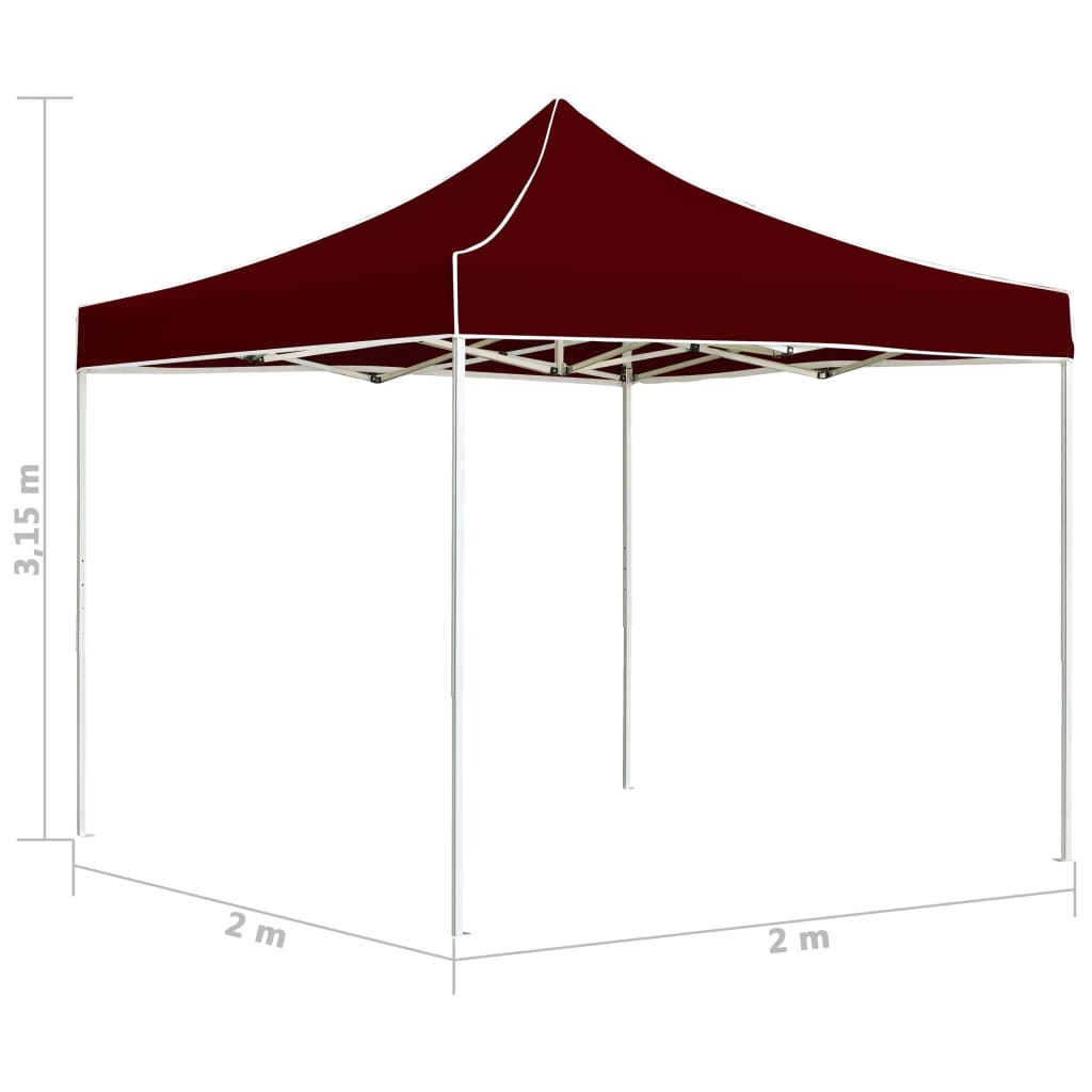 Професионална сгъваема парти шатра, алуминий, 2x2 м, бордо