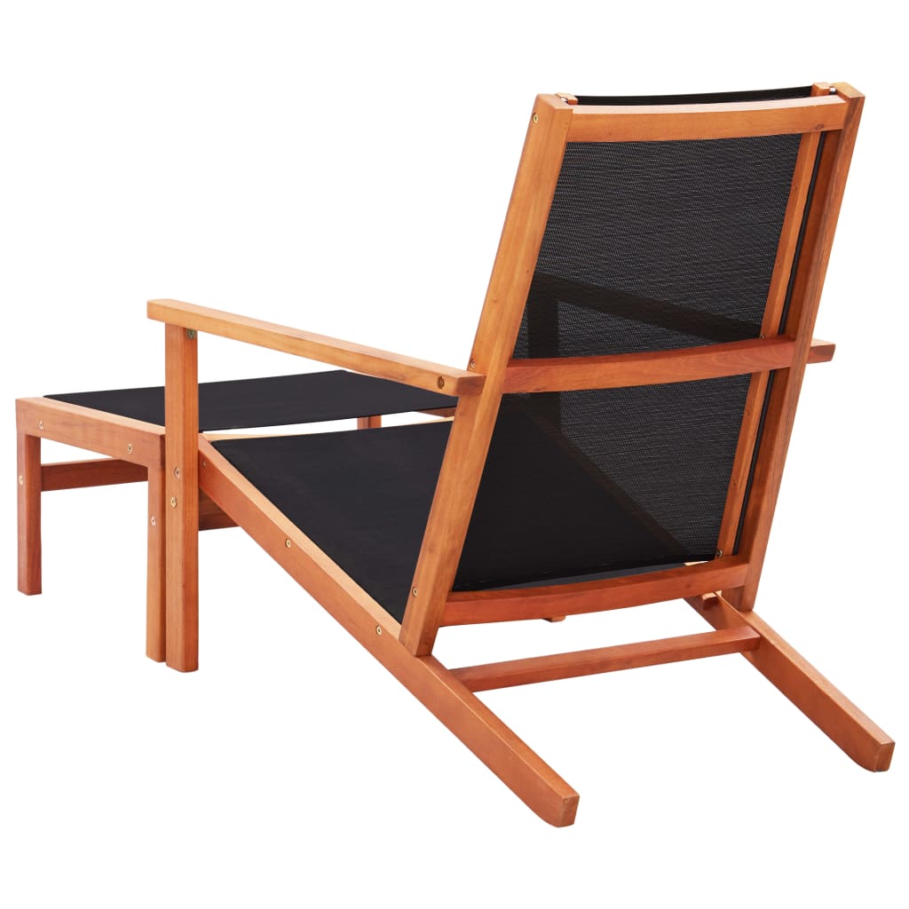 Градински стол с подложка за крака, евкалипт масив и textilene