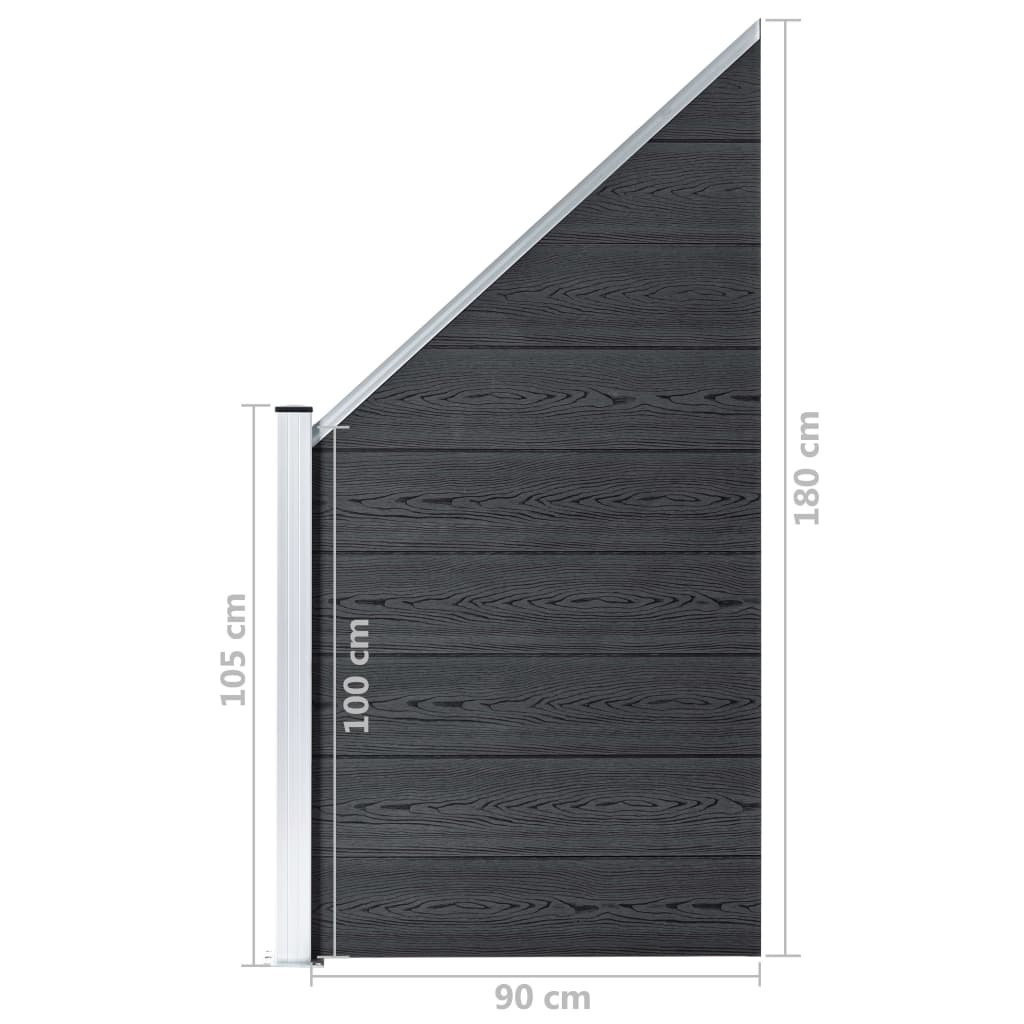 Ограден панел, WPC, 95x(105-180) см, сив