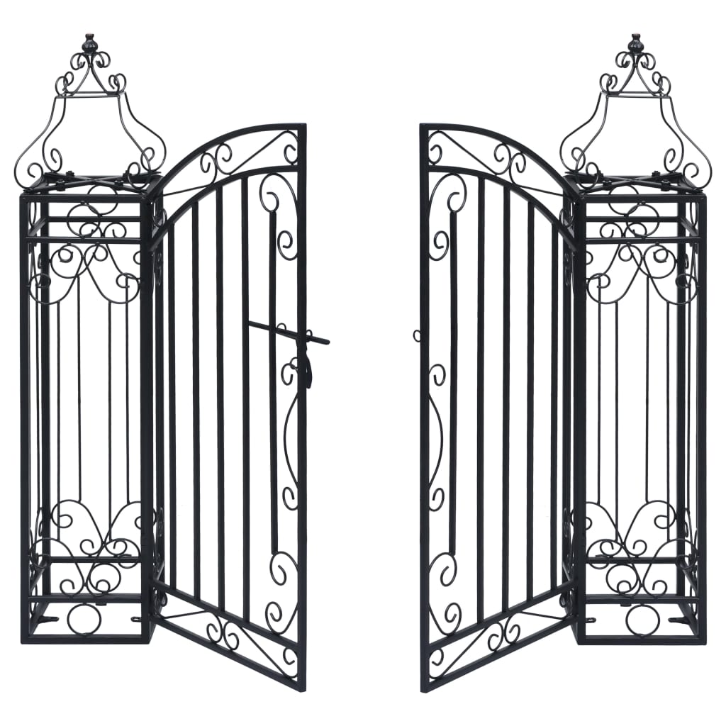 Градинска врата с орнаменти, ковано желязо, 122x20,5x100 см
