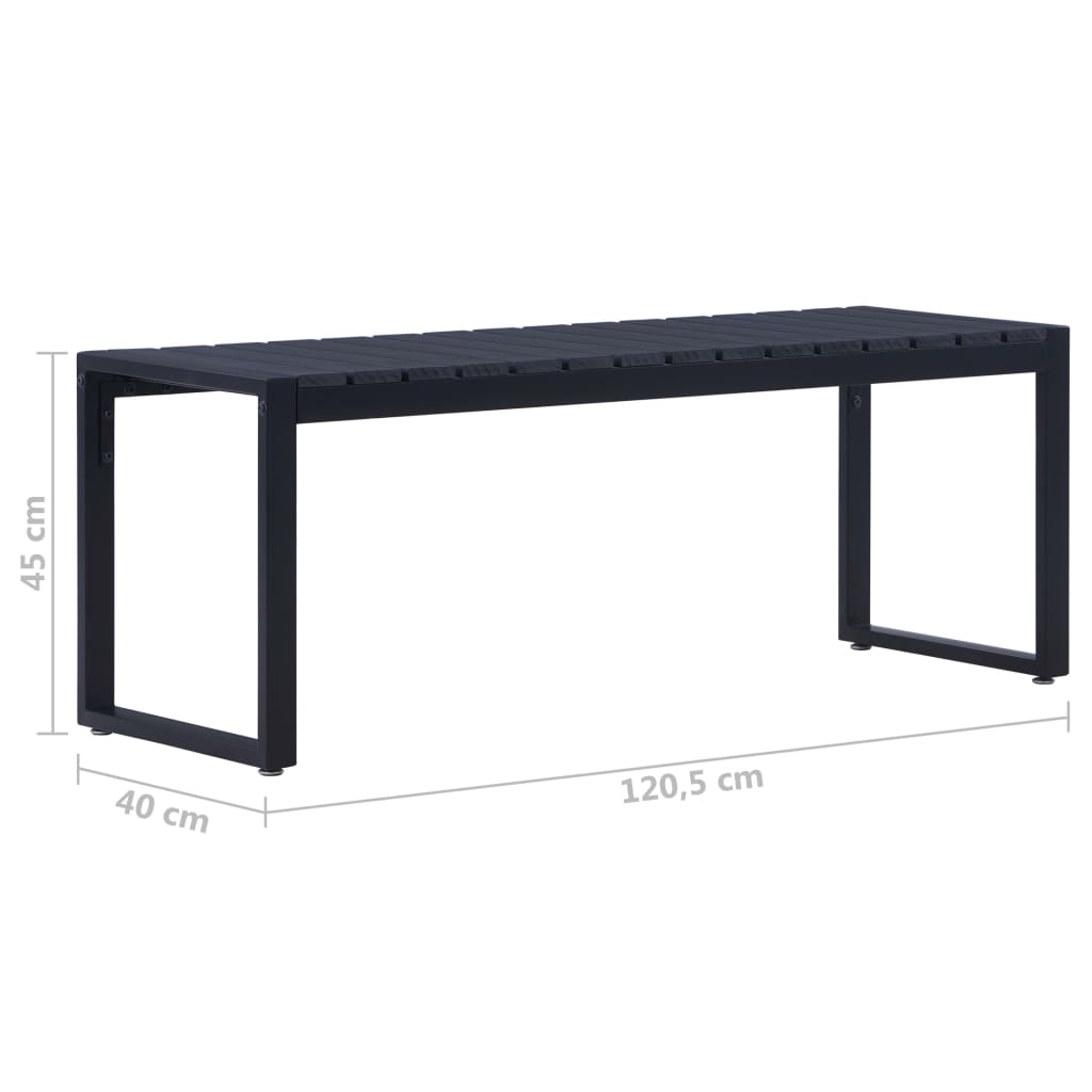 Градинска пейка, 120,5 см, PS дъска, черна