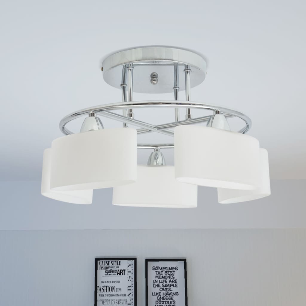 Лампа за таван с елипсовидни абажури, 5 крушки Е14, 200 W