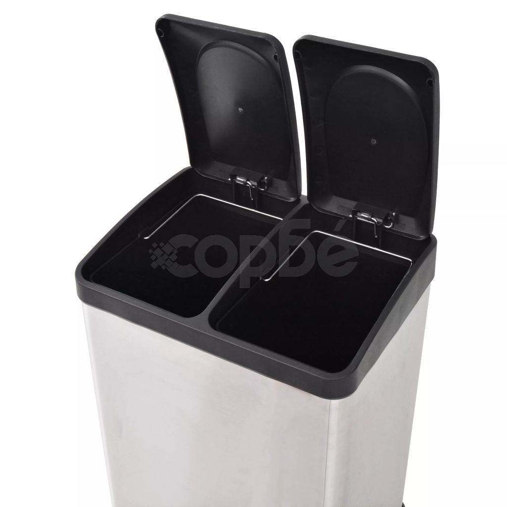 Кош за рециклиране на боклук с педал неръждаема стомана 2x18 л