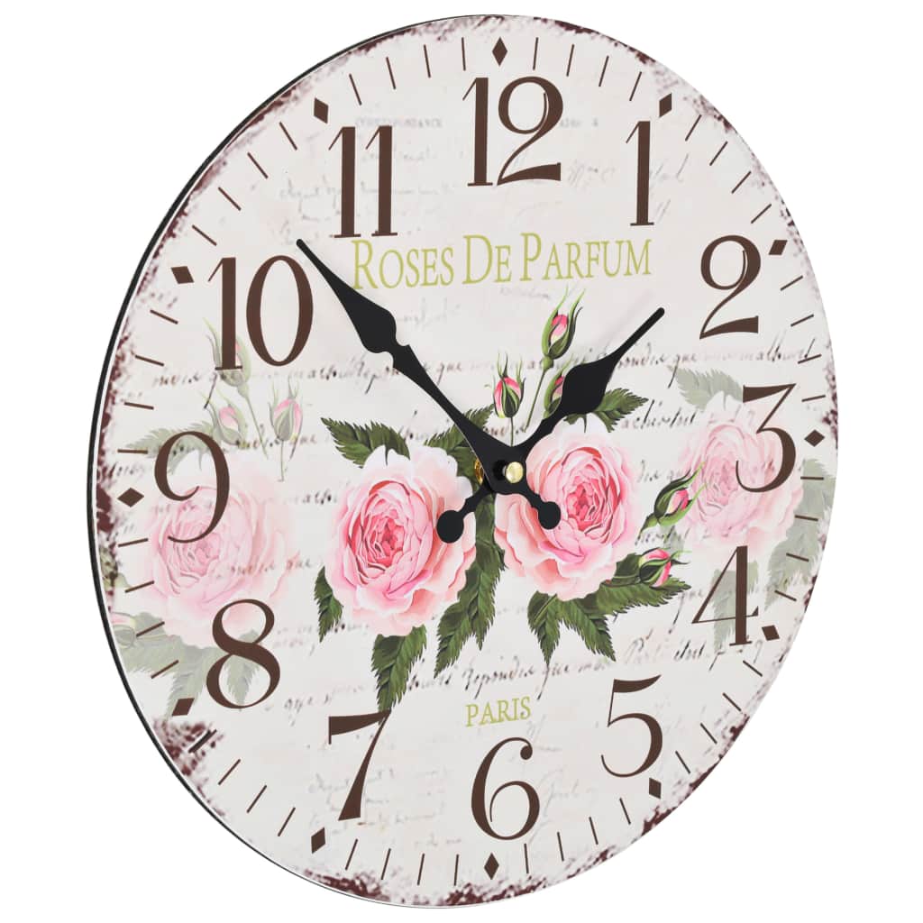 Винтидж стенен часовник Цветя, 30 см