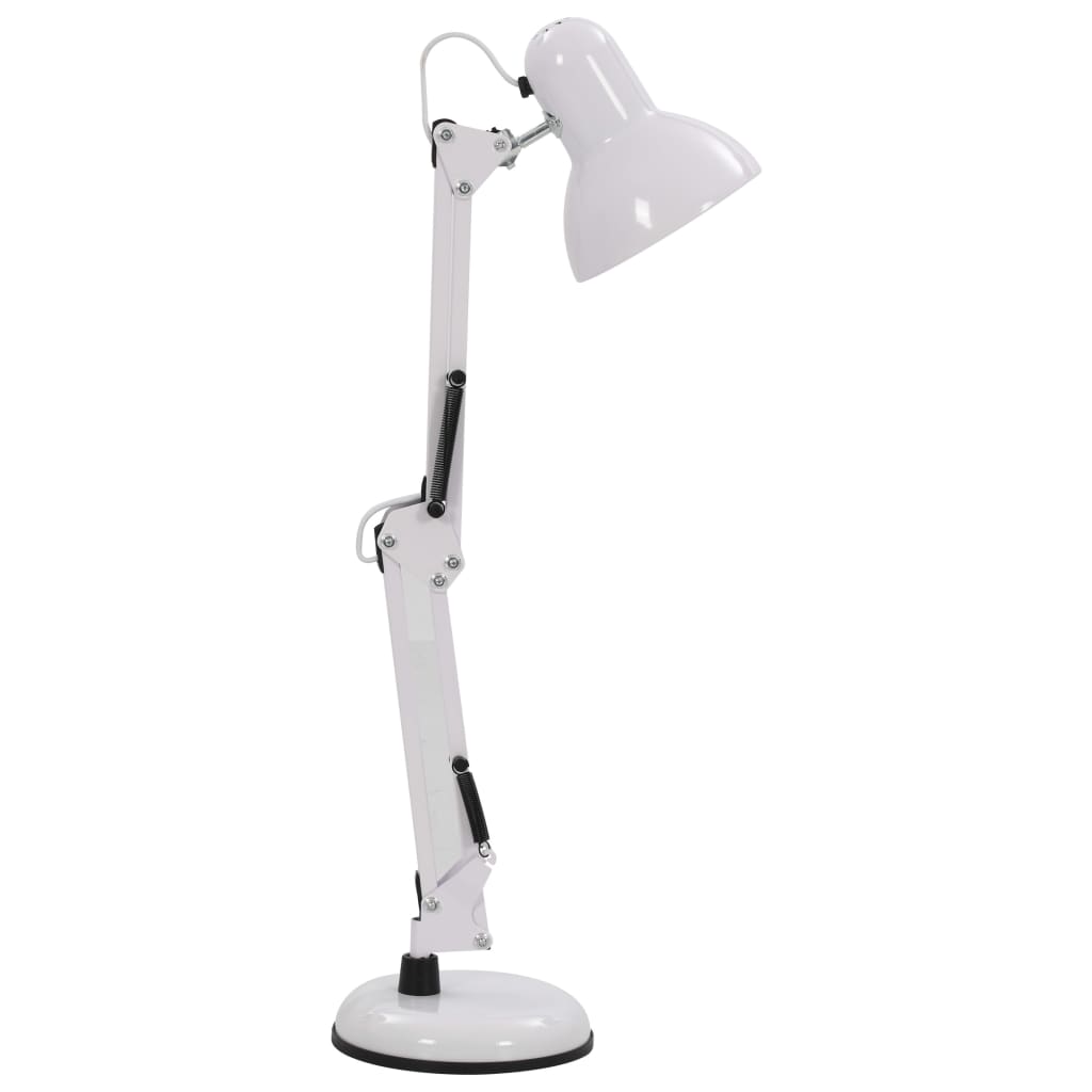 Настолна лампа с регулируемо рамо, бяла, E27