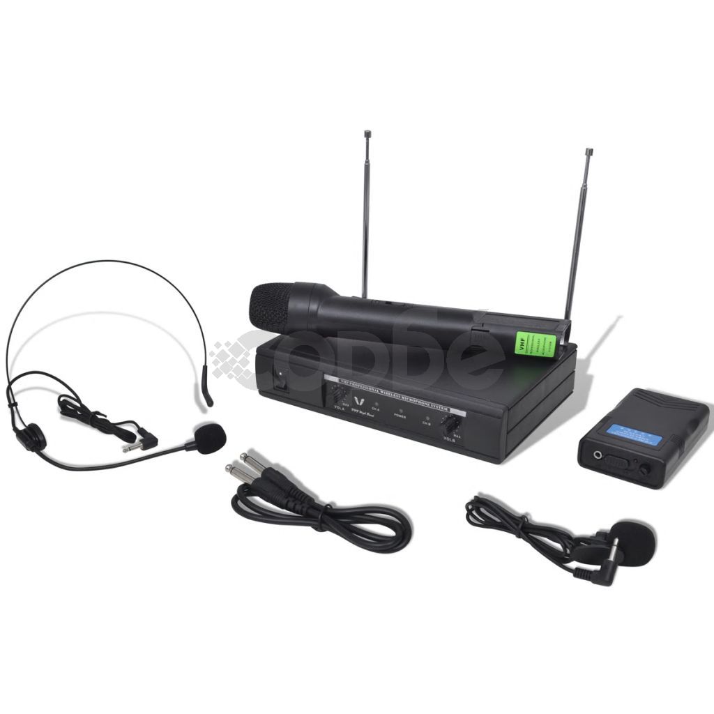 Приемник с 1 безжичен VHF микрофон и 1 безжични VHF слушалки