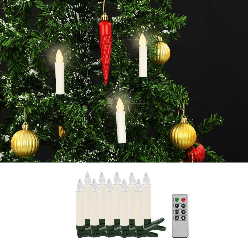 Безжични LED свещи с дистанционно управление, 10 бр, топло бяло