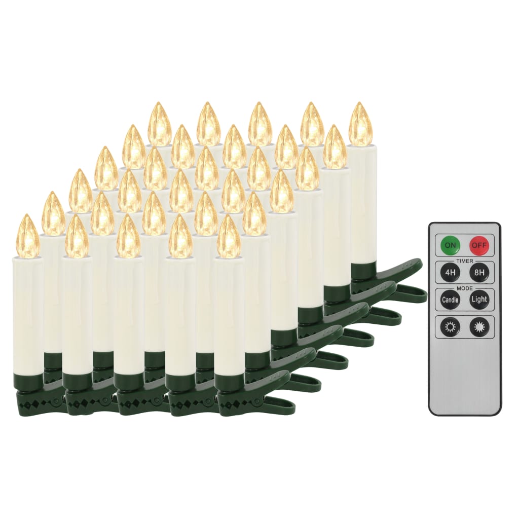 Безжични LED свещи с дистанционно управление, 30 бр, топло бяло