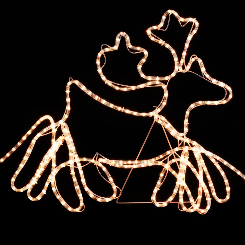 Коледна украса, 4 светещи елена с шейна, 500x10x80 см