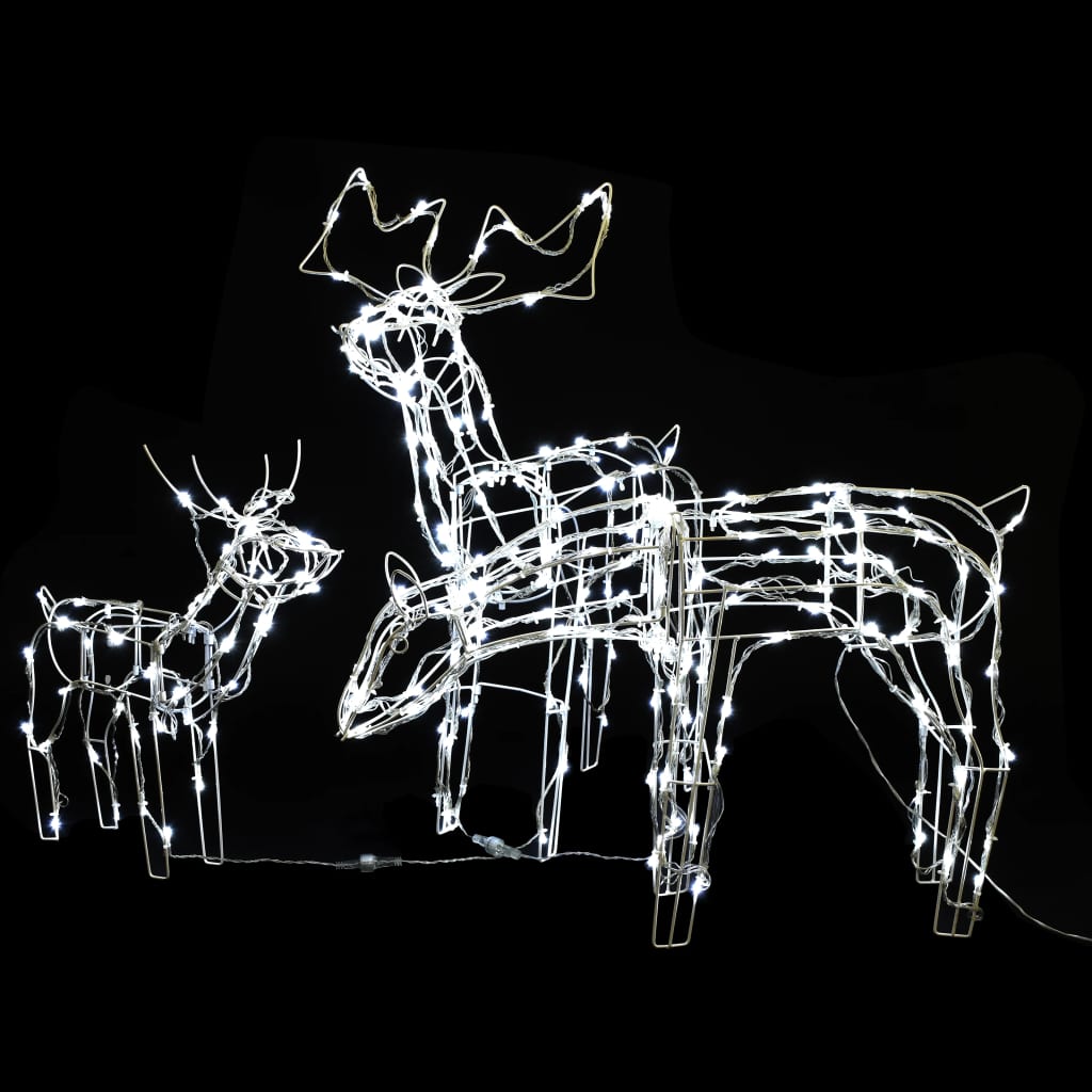 Коледна украса, 3 светещи елена, 229 LED лампи