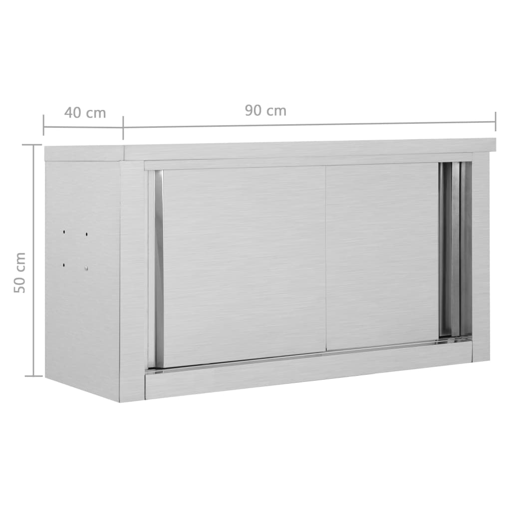 Кухненски стенен шкаф с плъзгащи врати, 90x40x50 см, стомана