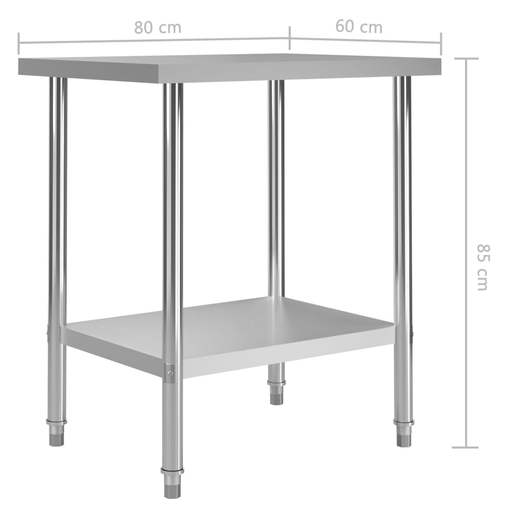 Кухненска работна маса, 80x60x85 см, неръждаема стомана