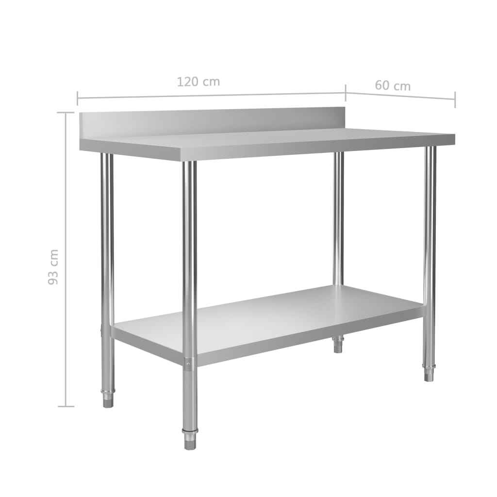 Кухненска работна маса с панел 120x60x93 см неръждаема стомана