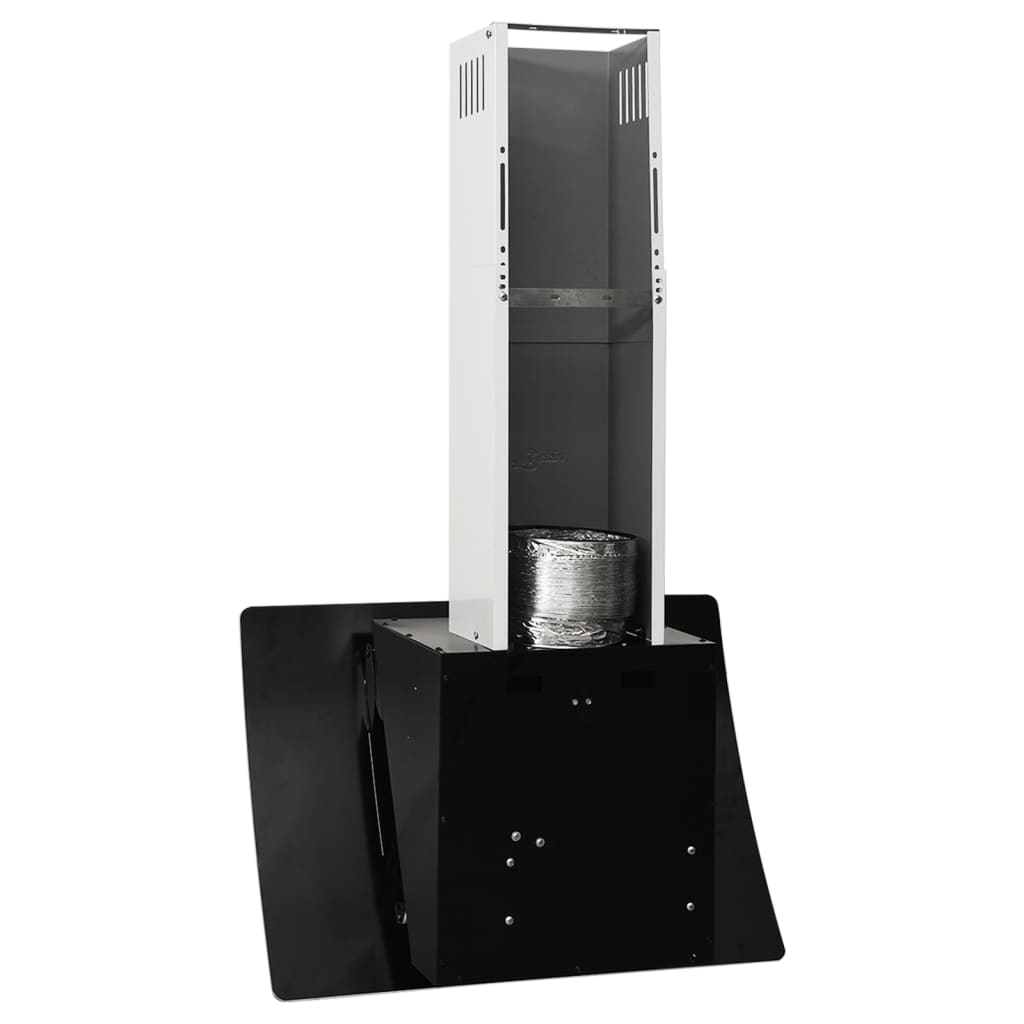 Стенен абсорбатор, 60 см, стомана и закалено стъкло, черен