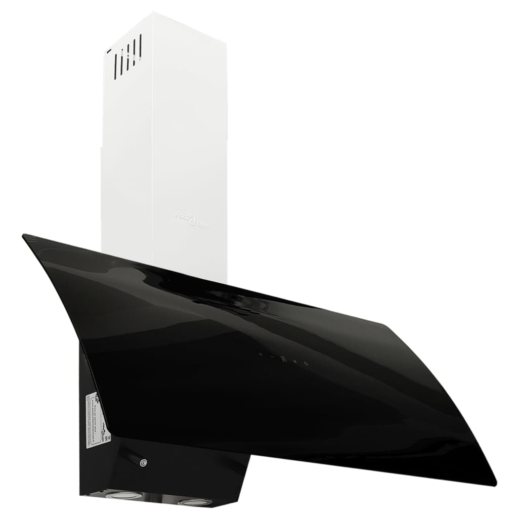 Стенен абсорбатор, 90 см, стомана и закалено стъкло, черен