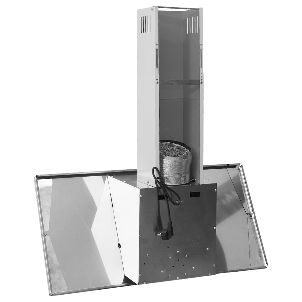 Стенен абсорбатор, 90 см, инокс и закалено стъкло, сребрист