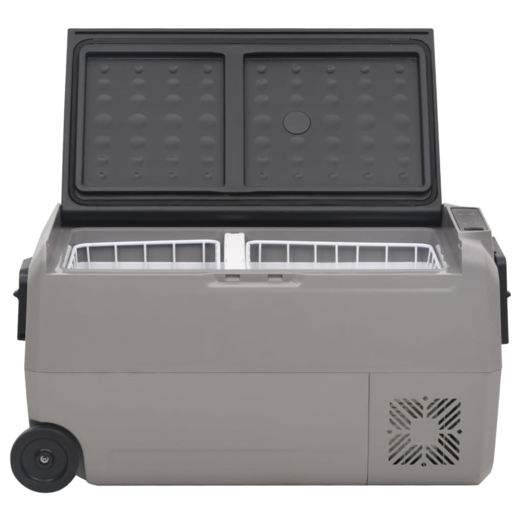 Хладилна кутия с колелца и дръжка черно и сиво 36 л PP и PE