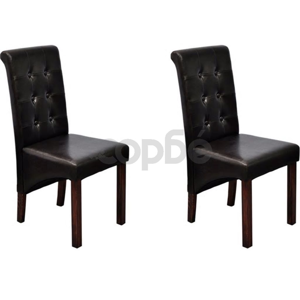 Трапезни столове, 2 бр, кафяви, изкуствена кожа
