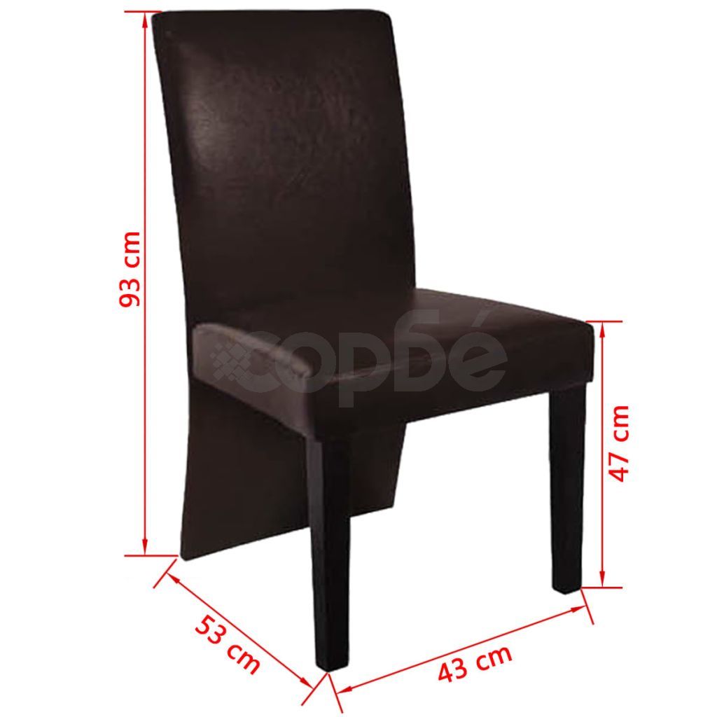 Трапезни столове, 4 бр, тъмнокафяви, изкуствена кожа