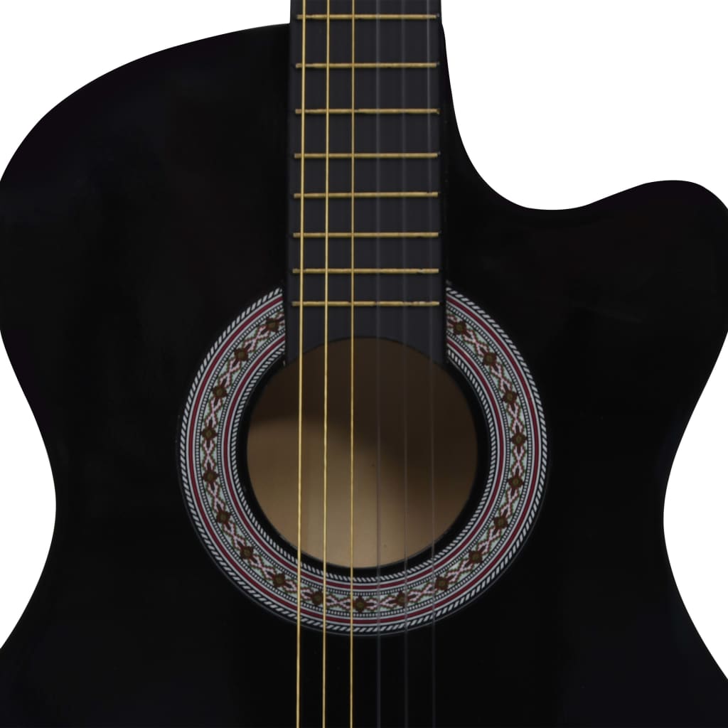 Уестърн класическа cutaway китара с 6 струни, черна, 38