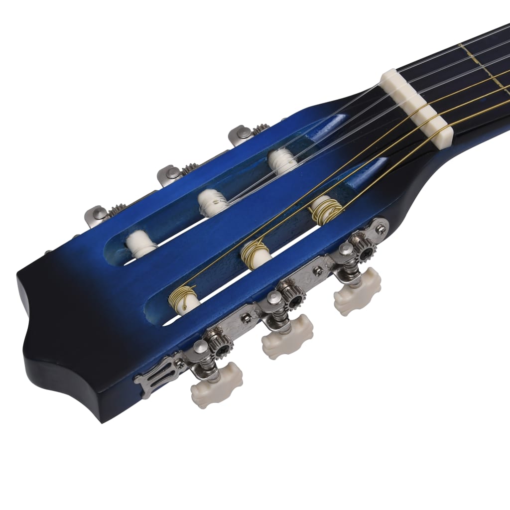 Комплект уестърн класическа китара 12 части 6 струни синя 38