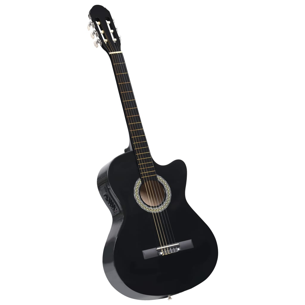 Комплект уестърн китара с еквалайзер и 6 струни 12 части черен