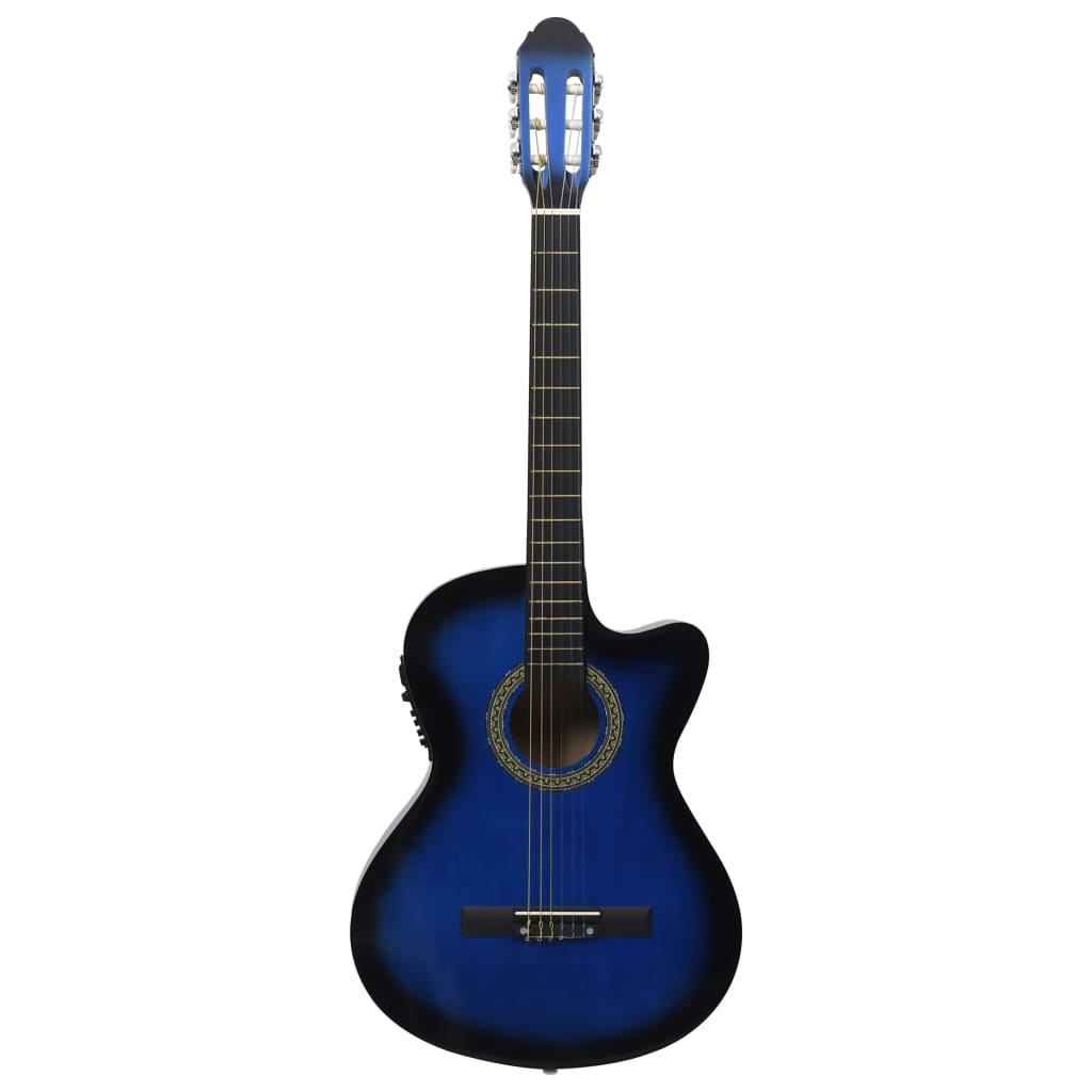 Комплект уестърн китара с еквалайзер и 6 струни, 12 части, син    