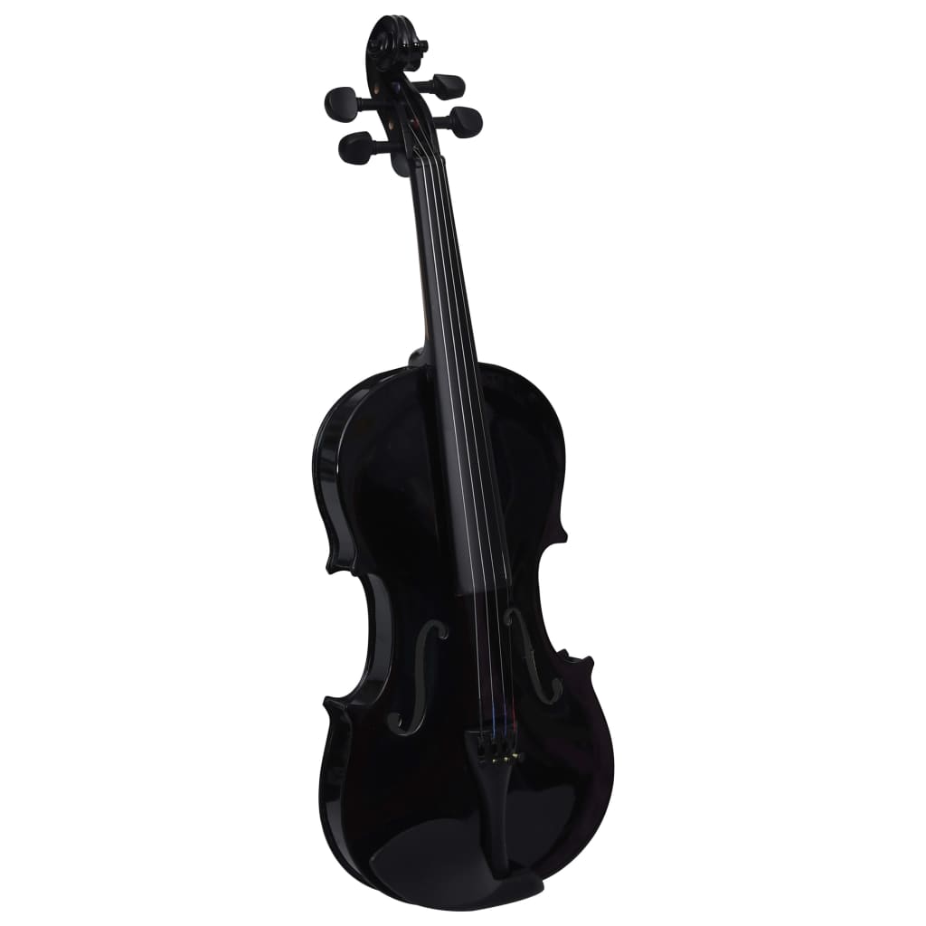 Комплект цяла 4/4 цигулка с лък и подбрадник, черна