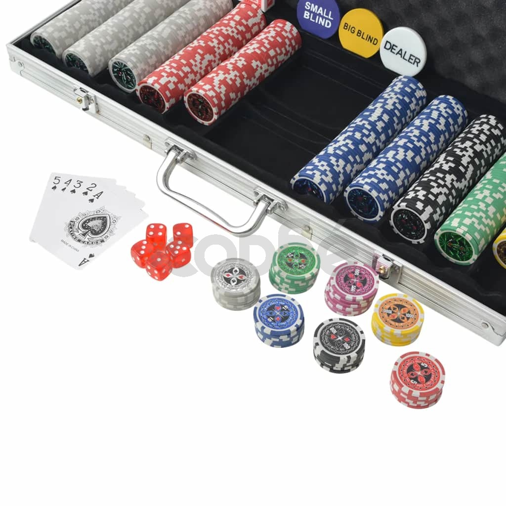 Покер комплект с 500 лазерни чипа, алуминий
