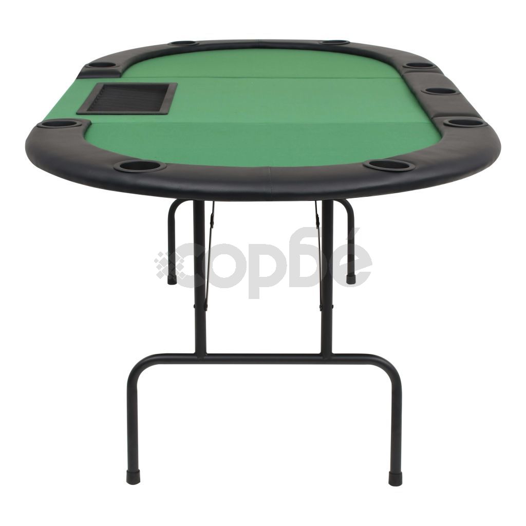 Сгъваема покер маса за 9 играчи, овална, зелена