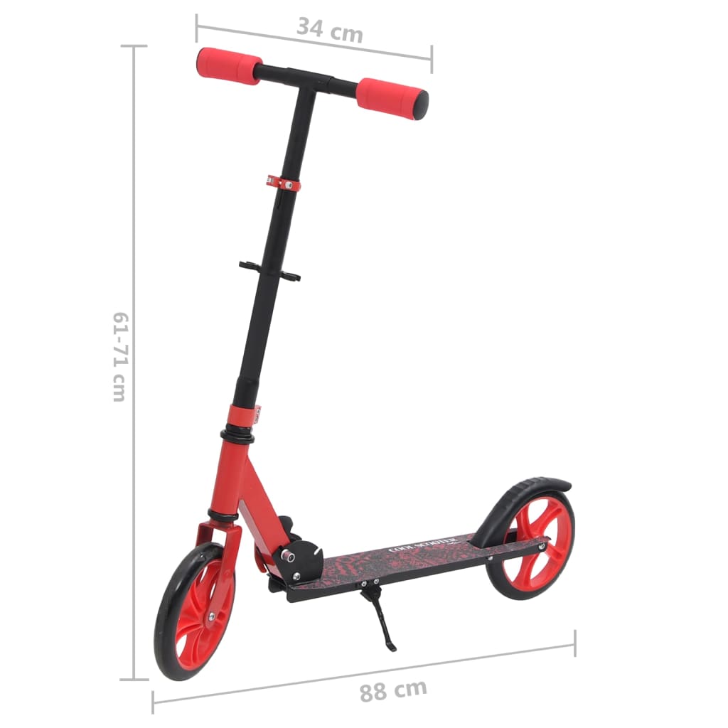 Детски скутер с 2 колела, регулируемо кормило, червен