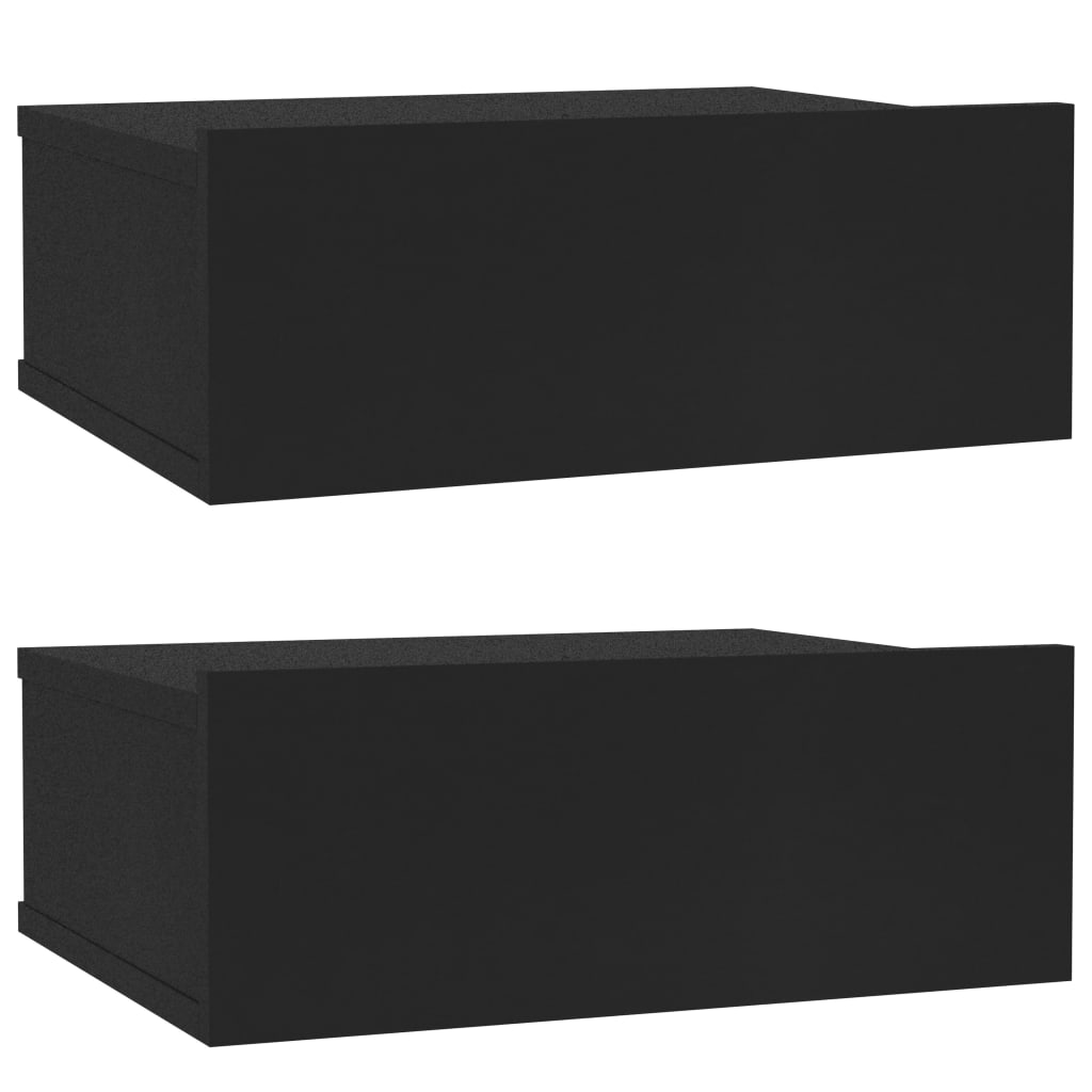 Нощни шкафчета за стена, 2 бр, черни, 40x30x15 см, ПДЧ